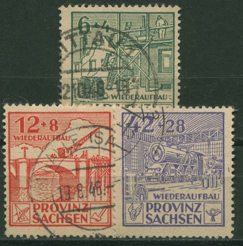 SBZ Provinz Sachsen 1946 Wiederaufbau 87/89 A gestempelt