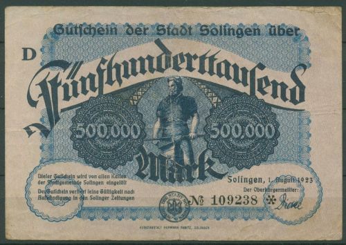 Solingen 500000 Mark 1923, Keller 4809 c, gebraucht (K1791)