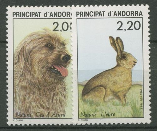 Andorra (frz.) 1988 Naturschutz Hase Hütehund 394/95 postfrisch