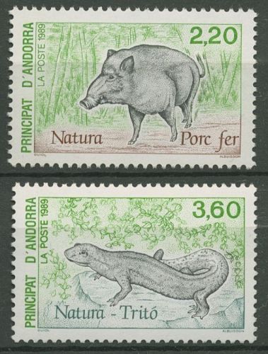 Andorra (frz.) 1989 Naturschutz Wildschwein Gebirgsmolch 403/04 postfrisch
