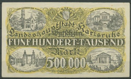 Karlsruhe 500000 Mark 1923, Keller 2582 b, gebraucht (K971)