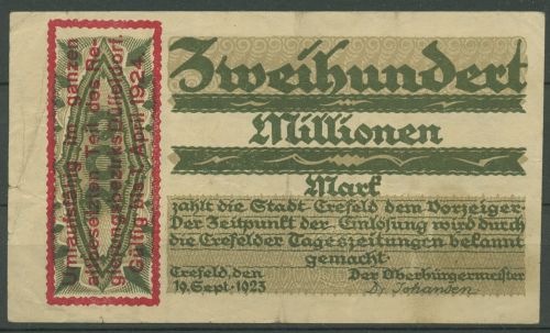 Crefeld 200 Millionen Mark 1923, Keller 912 x, gebraucht (K1806)