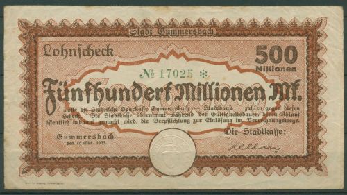 Gummersbach 500 Millionen Mark 1923, Keller 2007 l, gebraucht (K1809)