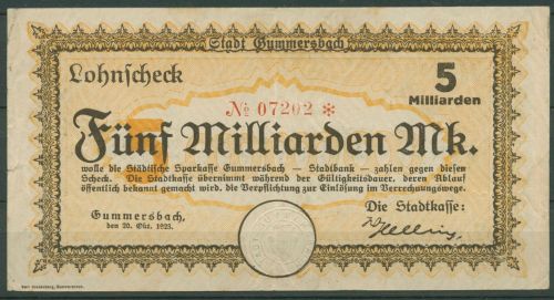 Gummersbach 5 Milliarden Mark 1923, Keller 2007 m, gebraucht (K1811)