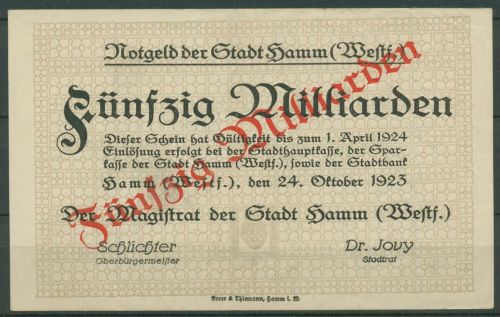Hamm Westfalen 50 Milliarden Mark 1923, Keller 2141 e, leicht gebraucht (K1813)