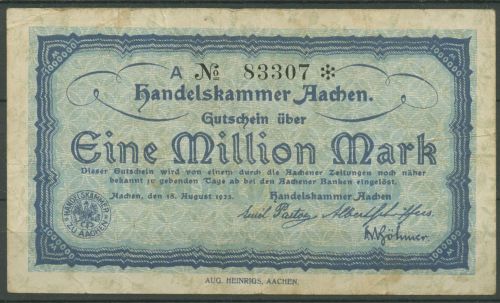 Aachen Handelskammer 1 Million Mark 1923, Keller 3 c, gebraucht (K1817)
