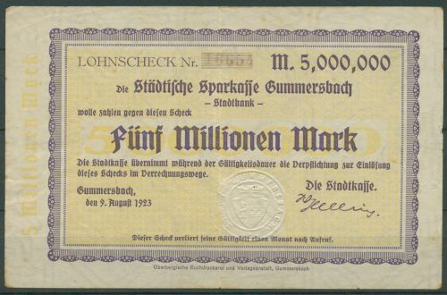 Gummersbach 5 Millionen Mark 1923, Keller 2007 e, gebraucht (K1824)