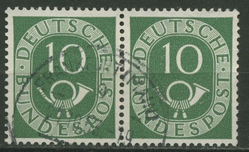 Bund 1951 Posthorn Bogenmarken 128 waagerechtes Paar gestempelt