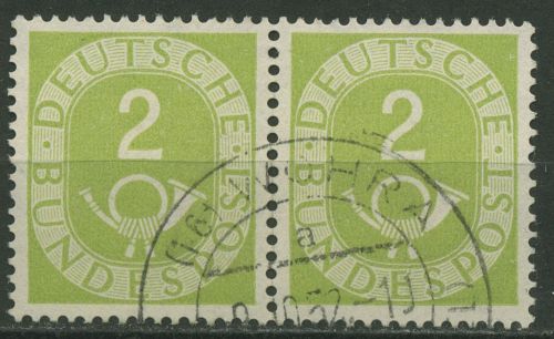 Bund 1951 Posthorn Bogenmarken 123 waagerechtes Paar gestempelt