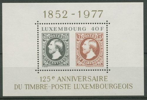 Luxemburg 1977 125 Jahre Luxemburgische Briefmarken Block 10 postfrisch (C90003)