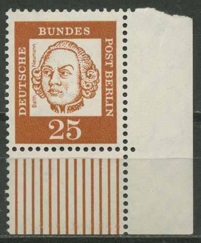 Berlin 1961 Bed. Deutsche: Balthasar Neumann 205 W OR Ecke 4 postfrisch