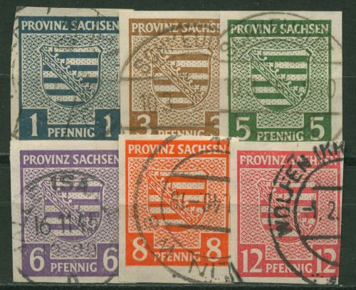 SBZ Provinz Sachsen 1945 Provinzwappen WZ fallend 66/71 X gestempelt