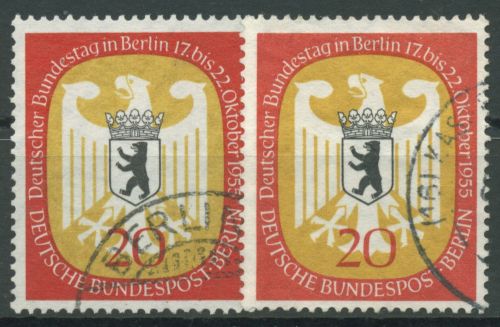 Berlin 1955 Deutscher Bundestag in Berlin 129/30 gestempelt