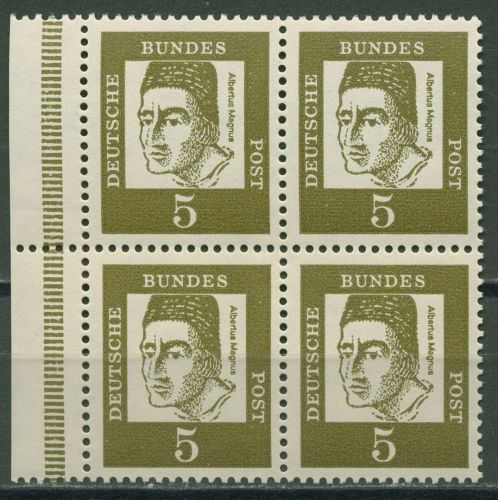 Bund 1961 Bedeutende Deutsche, 4er-Block aus MHB 347 yb SR li. postfrisch