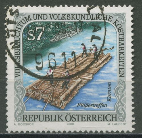 Österreich 2000 Volksbrauchtum Floßfahrt Flößertreffen 2325 gestempelt