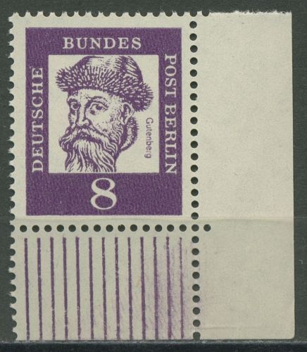 Berlin 1961 Bedeutende Deutsche 201 W UR Ecke 4 postfrisch