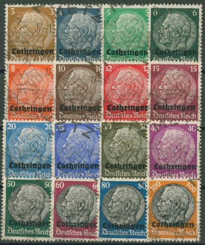 Lothringen 1940 Freimarken Hindenburg mit Aufdruck 1/16 Sonderstempel METZ