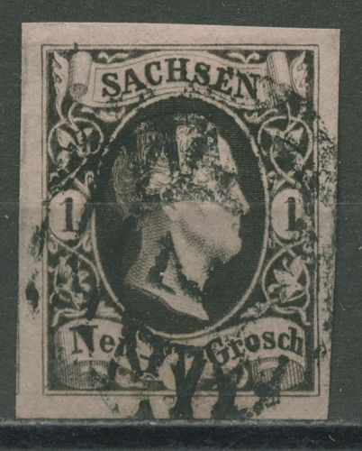 Sachsen 1851 König Friedrich August II., 4 I gestempelt