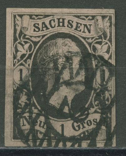 Sachsen 1851 König Friedrich August II., 4 II a gestempelt