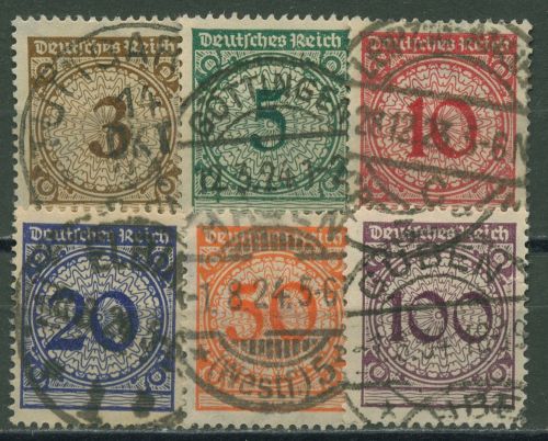 Deutsches Reich 1923 Freimarken: Korbdeckelmuster 338/43 TOP-Stempel