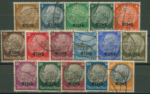 Elsass 1940 Freimarken Hindenburg mit Aufdruck Elsaß 1/16 gestempelt
