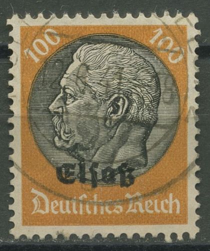 Elsass 1940 Freimarken Hindenburg mit Aufdruck Elsaß 16 gestempelt