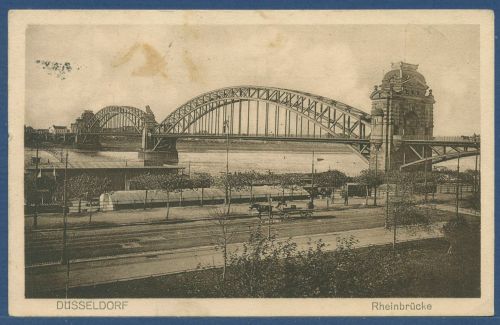 Düsseldorf Rheinbrücke, gelaufen 1925 (AK4980)