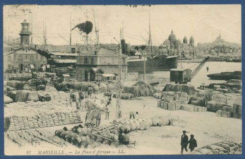 Marseille La Place d'Afrique Hafen, gelaufen 1908 (AK4931)