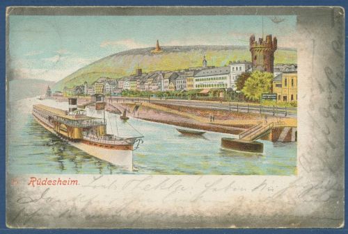 Rüdesheim am Rhein Ausflugsdampfer Nationaldenkmal, gelaufen 1902 (AK5030)