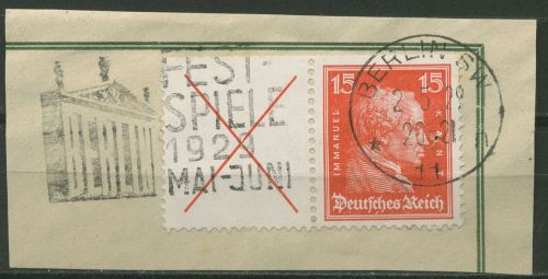 Deutsches Reich Zusammendrucke 1925 Kant W 23 gestempelt, Briefstück