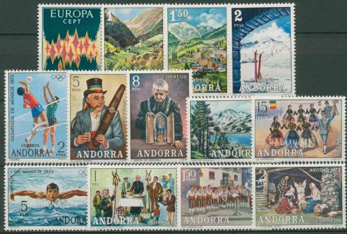 Andorra (span.) 1972 Jahrgang komplett (71/83) postfrisch