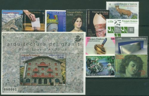 Andorra (span.) 2015 Jahrgang komplett (423/34, Block 10) postfrisch (G60109)