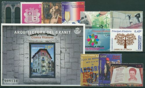 Andorra (span.) 2016 Jahrgang komplett (435/46, Block 11) postfrisch (G60110)
