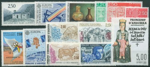 Andorra (frz.) 1991 Jahrgang komplett (421/33) postfrisch (G60111)