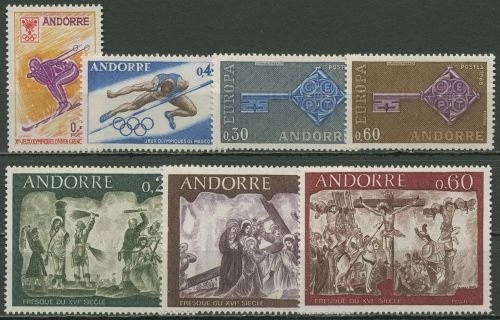 Andorra (frz.) 1968 Jahrgang komplett (207/13) mit Falz
