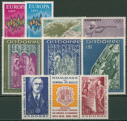 Andorra (frz.) 1972 Jahrgang komplett (238/46) mit Falz