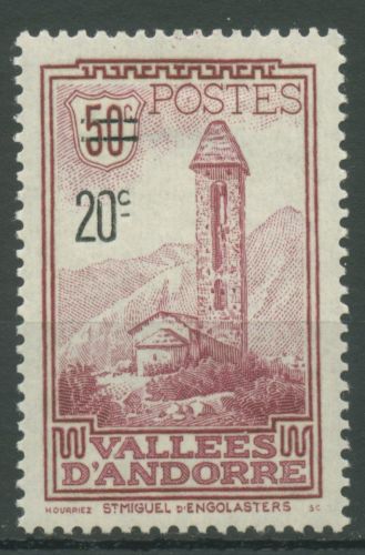 Andorra (frz.) 1935 Freimarke mit Aufdruck 48 mit Falz