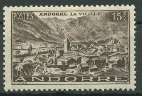 Andorra (frz.) 1951 Freimarke Landschaften Gesamtansicht 131 mit Falz