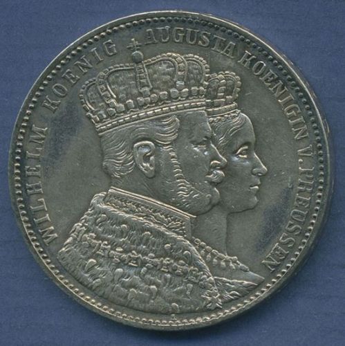 Preußen Krönungstaler 1861 A, König Wilhelm I., J 87 fast vz (m6749)