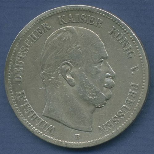 Preußen 5 Mark 1875 B, Kaiser Wilhelm I., J 97 sehr schön (m6753)