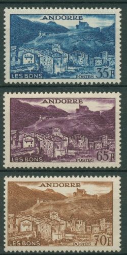 Andorra (frz.) 1957 Freimarke Landschaften Les Bons 161/63 mit Falz