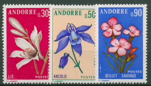 Andorra (frz.) 1973 Pflanzen Blumen 250/52 postfrisch