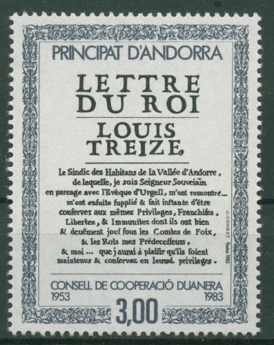 Andorra (frz.) 1983 Rat für Zollzusammenarbeit 336 postfrisch
