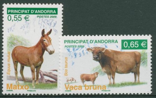 Andorra (frz.) 2009 Naturschutz Säugetiere Maultier Braunvieh 688/89 postfrisch