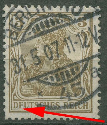 Deutsches Reich 1902 Germania mit Plattenfehler 69 I gestempelt geprüft