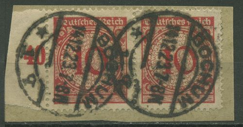 Deutsches Reich 1923 Korbdeckelmuster 340 Pa waag. Paar gestempelt