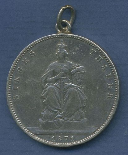 Preußen Siegestaler 1871 A, König Wilhelm I., J 99 alt, ss Öse u. RF (m6759)