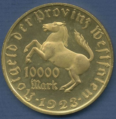 Westfalen 10000 Mark 1923 Tombak, Freiherr v. Stein, J N20a vz/vz+ (m6762)