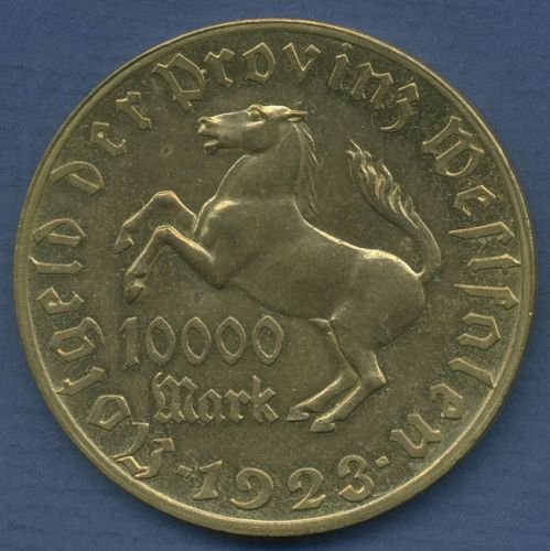 Westfalen 10000 Mark 1923 Tombak, Freiherr v. Stein, J N20a fast vz (m6733)