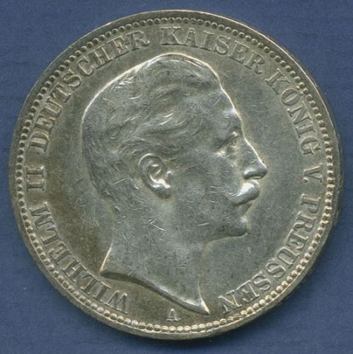 Preußen 3 Mark 1910 A, Kaiser Wilhelm II., J 103 vz (m6767)